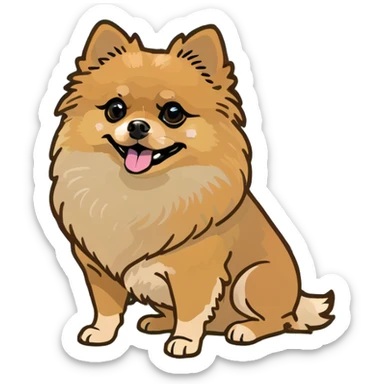  Tan Pomeranian under a rainbow sticker