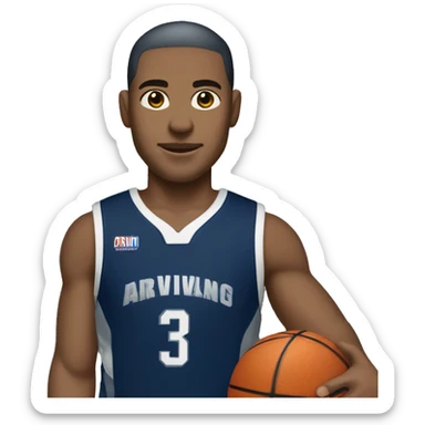 basketball player (light skin) in dark blue and silver uniform sticker