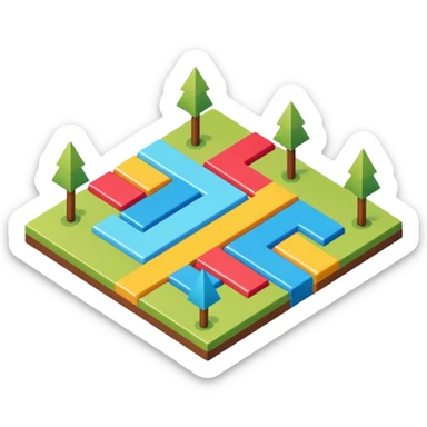 an isometric field with multi-colored tiles and directional arrows sticker