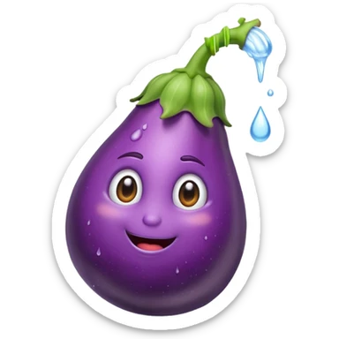 eggplant squirting water sticker