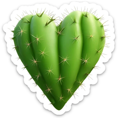green heart with cactus pricks all over  sticker