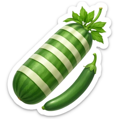 A peppermint carrying a zucchini sticker