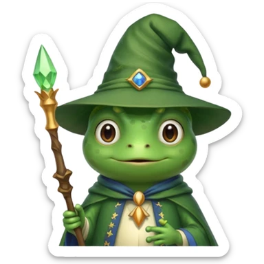 cute frog wizard sticker
