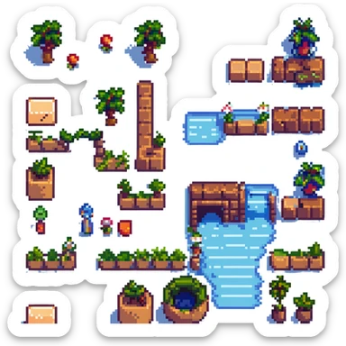Tilesets, Overworld, Super Mario, 2D plataform, videogame, retro, chiptune. sticker