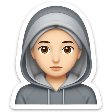 Saçı arkadan bağlı beyaz tenli kirli sakallı 24 yaşlarında üzerinde gri kapüşonlu sweat olan bir erkek çiz sticker