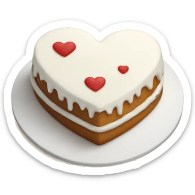 White heart shaped cake sticker