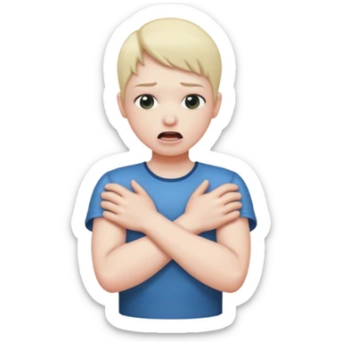 person choking them selves with arms crossed sticker