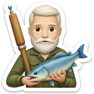 White bearded Swamp boy w gar in hand sticker