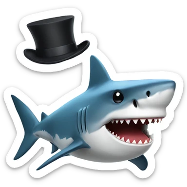 Shark with a top hat sticker
