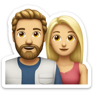 Créer moi un couple avec un homme brun barbu et une femme blonde au cheveux long  sticker