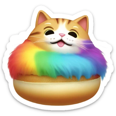 Rainbow cat eating steamed bun sticker