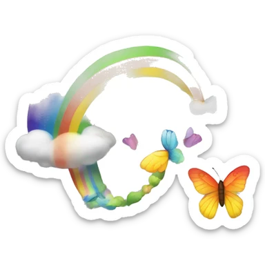 Rainbow with butterfly  sticker