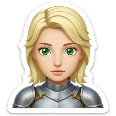 female knight with european skin with green eye and blonde hair sticker