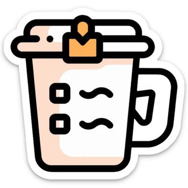 Coffee cup and checklist note connected by a paperclip, representing habit stacking concept sticker