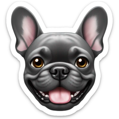 Dark Grey French bulldog smiling face sticker