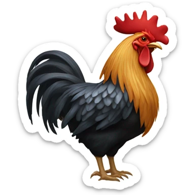 (crestless rooster) with a (king's crown) sticker