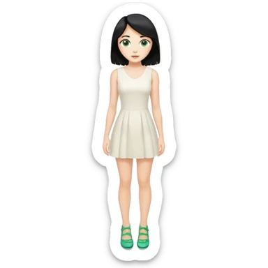 Prince, black hair, body, legst, blue eyes, woman blonde hair, green eyes, sexy white short sleveless dress, shoes sticker