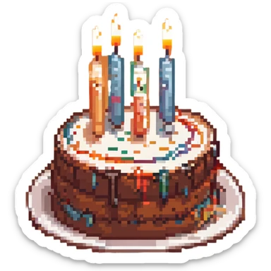 a blue cake with candles sticker
