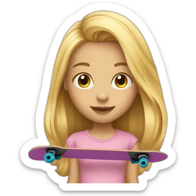 Girl blond hair on skateboard sticker