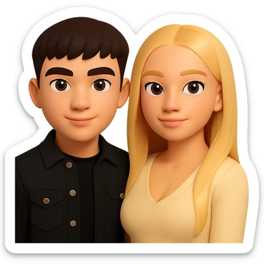 Slightly increase the volume of the upper body of the girl and slightly rotate her to face forward. Preserve the style of a 3D emoji. Remove the background. sticker
