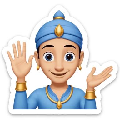 Genie from Aladdin. make several options for the genie from alladin cartoon for the further animation, i want that he shows the like sign with his left hand and smiles sticker