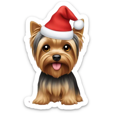 Yorkie in Christmas hat sticker