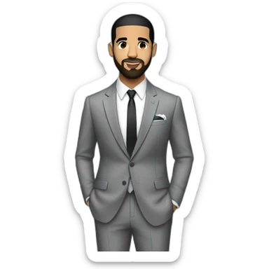 Picture full body of Drake with a suit sticker