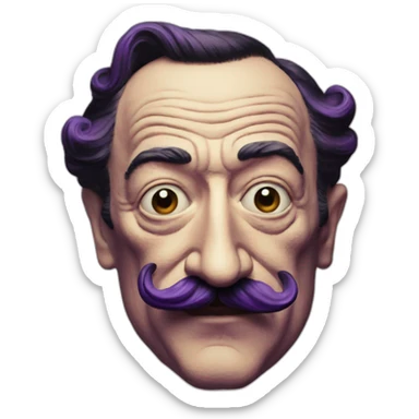 Salvador Dali with purple mustache sticker