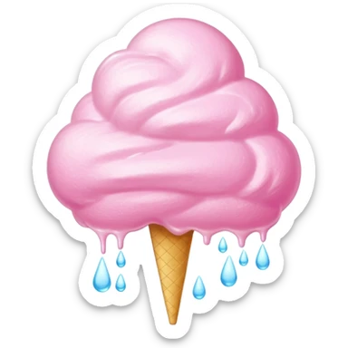 Giant cotton candy with dewdrop glaze and light reflections on surface sticker