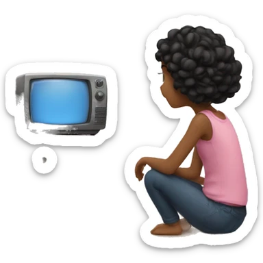 girl watching tv sticker
