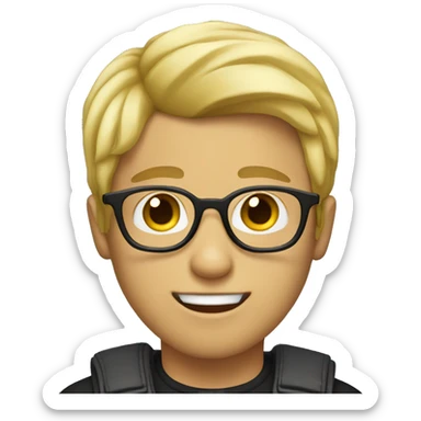 boy with blonde hair and glasses with hair a little long sticker