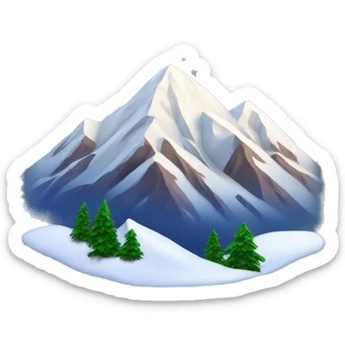 snow capped mountain with stars sticker
