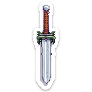8-bit pixel art sword, classic video game style, simple and iconic sticker