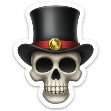 Skull emoji with a top hat and monocle sticker