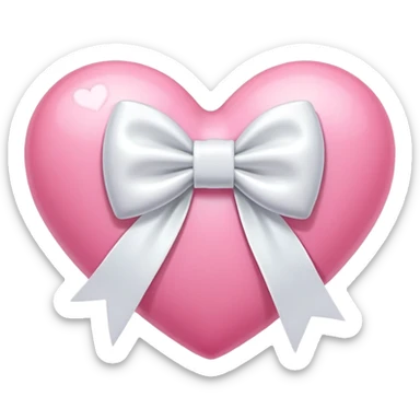 Cute heart with bow (pink heart white bow) sticker