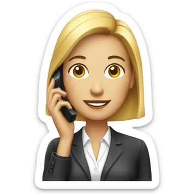 corporate woman with a phone sticker