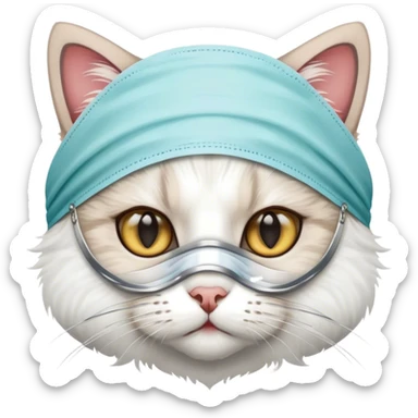 Cat in surgical mask sticker