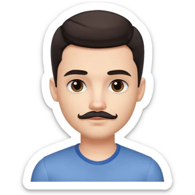Very pretty handsome bratz man , short mustache ,short ,  short dark hair, has black eyes , pale skin, defined jawline sticker