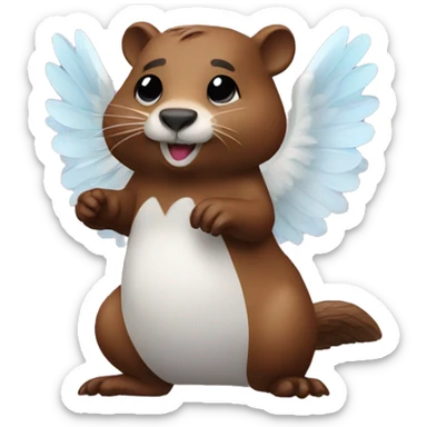 Beaver with angel wings sticker