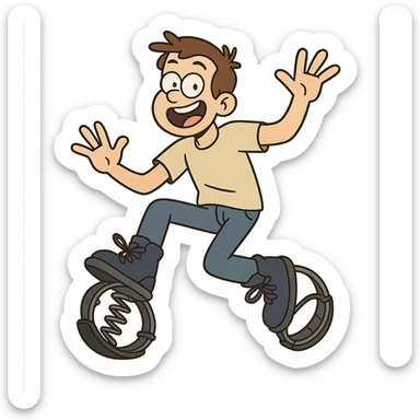 trampoline shoes, playful, energetic, cartoon style sticker