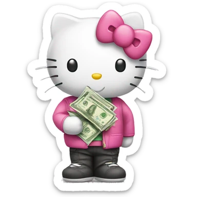 hello kitty with money sticker