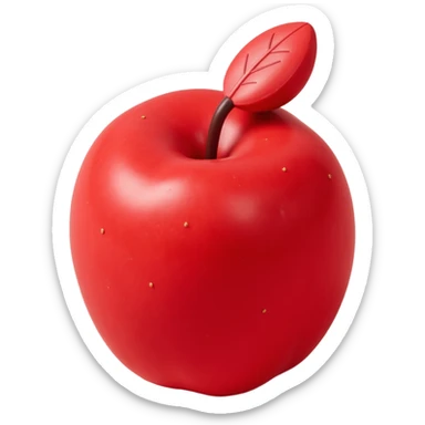realistic shiny red apple icon with subtle shadows and highlights in skeuomorphism style sticker