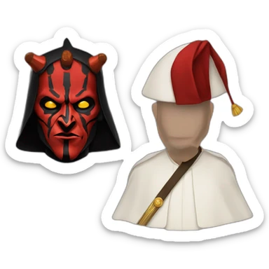 Darth maul with papal hat and robes sticker