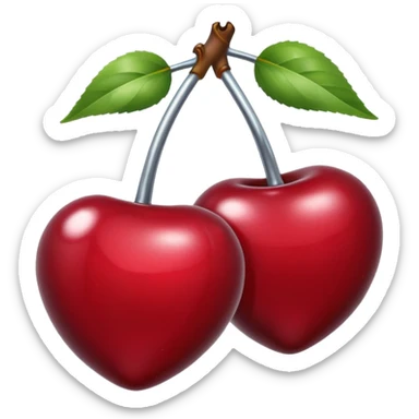 A pair of cherries emoji made of liquid silver chrome, smooth rounded shapes, glossy metallic surface, subtle sensual vibe, luxury sexy aesthetic, iOS emoji style, centered, clean white background sticker