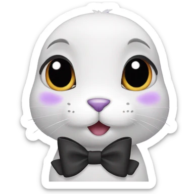 Female purple rabbit with a black bow sticker