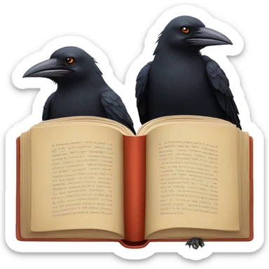 Two crows reading a book sticker