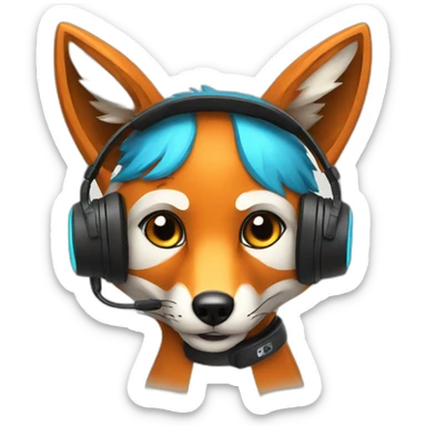 Fox with gaming headset sticker