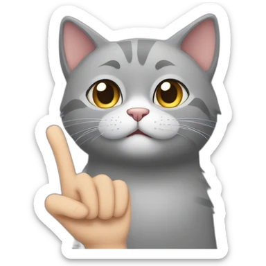 Grey cat who makes a finger of honor sticker