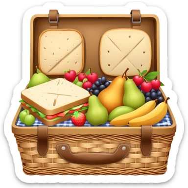 picnic basket with food on a blanket sticker
