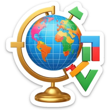 emoji for economy featuring globe currency symbols and bar graph sticker